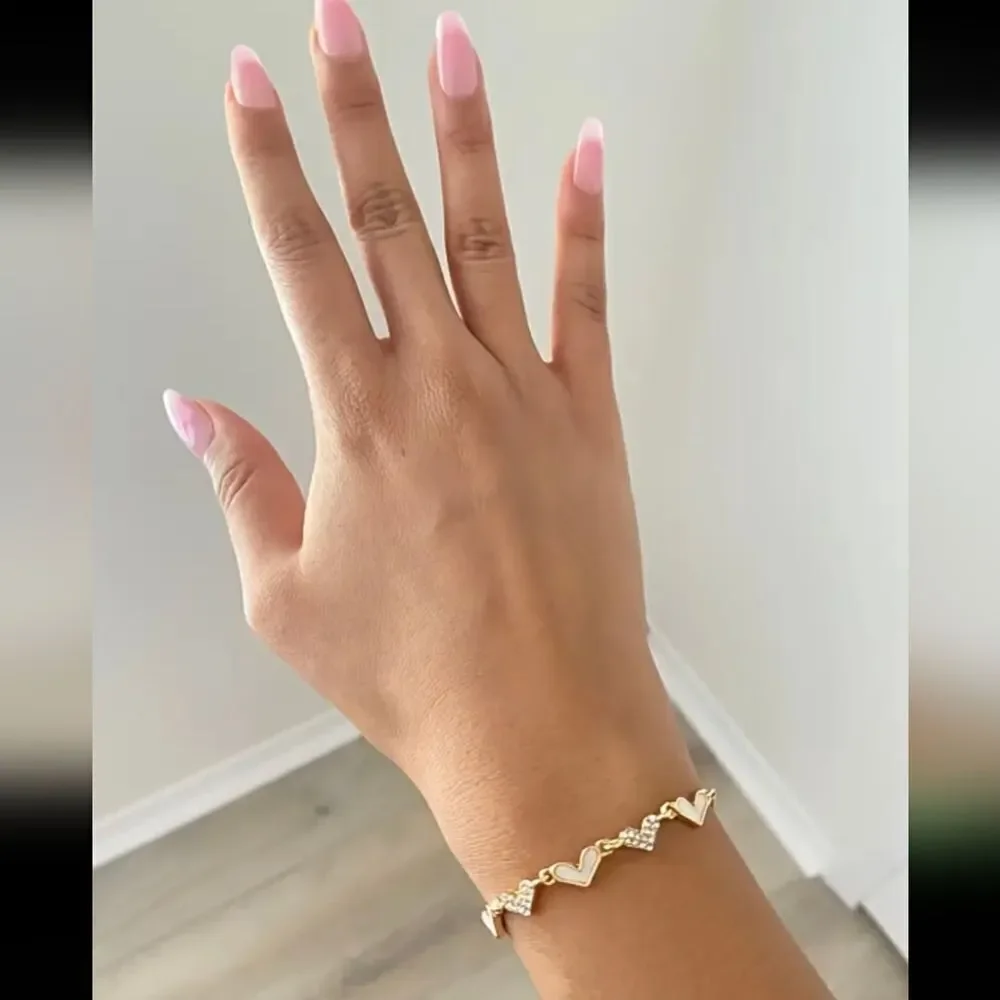 Exquisite Diamond Heart Gold Plated Bracelet